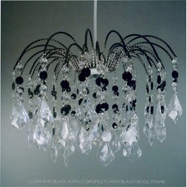 Chandelier Style Ceiling Light Shade Droplet Pendant Acrylic Crystal Luxury (Fountain Drop Black/Clear)