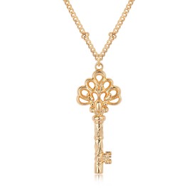 VACRONA Dainty Gold Necklace 14K Gold Plated Key Necklace for Women Minimalist Everyday Jewelry for Women