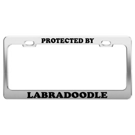Product Express Protected by Labradoodle License Plate Frame Tag Holder Car Truck Accessories