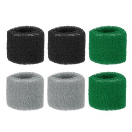 PATIKIL 6pcs 8x5cm Sport Wristbands Coton Terry Cloth Sweat Band Sweat Band for Tennis Basketball Training Athletic Running Black Gray Green
