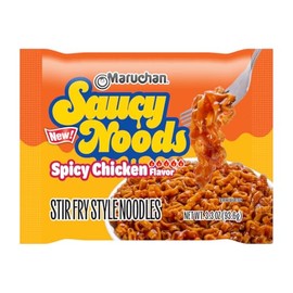 Maruchan Saucy Noods Ramen Noodles, Spicy Chicken - Stir Fry Style, Bold Korean-Inspired Sauce, Spicy & Rich Flavor, Made in USA, 3.3 Oz. - 20 Count