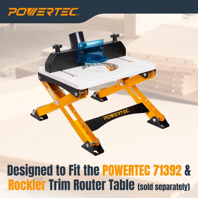 POWERTEC Folding Router Table Stand – Adjustable Height Workstation Base