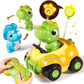 Dinosaur Remote Control Car for Toddlers,Kids Dinosaur Toys with LED Lights & Music,Electric RC Cars Toys for Boys Kids Birthday Age 3 4 5 6 Years Old. - Colour: 1 Dinosaur Car