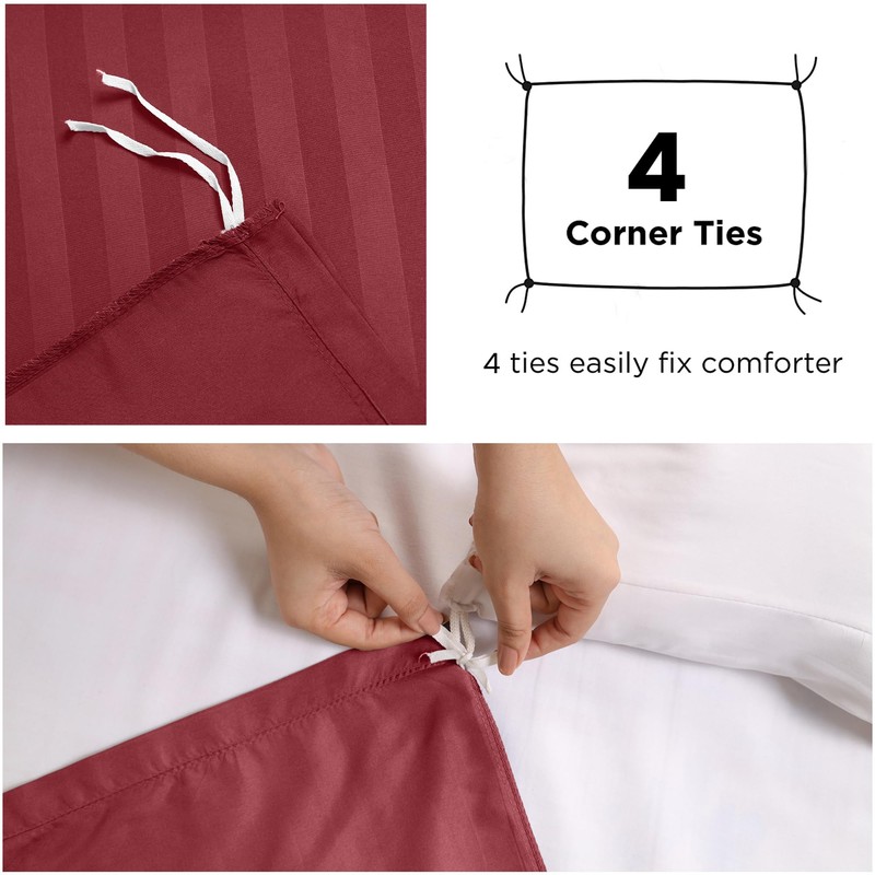 Imperial Rooms Single Duvet Cover Set Reversible Stripes Satin Bedding