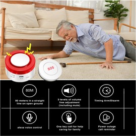 WiFi Caregiver Pager Call Button: Wireless Nurse Alert Call Bell, Personal Alarm Call Button with App Alerts, Emergency Alert Pager for Elderly Patients (2 SOS Buttons+1 Siren)