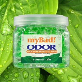 my Bad! Odor Eliminator Essential Oil Gel Beads 12 oz - Air Freshener - Eliminates Odors in Bathroom, Pet Area, Closets, RVs, Pet Areas (Summer Rain, 1 Pack)