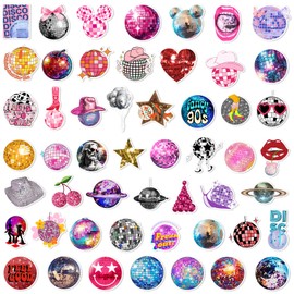 Disco Sticker Set 50 Pieces Cute Decoration for Car Laptop Skateboard Bicycle Moped Motorcycle Bicycle Computer Suitable for Adults Children