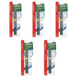Thin Ergonomic Graphite Pencil - STABILO EASYgraph S - Left-Handed - Pack of 2 x 5 - Petrol - HB