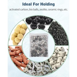 Pawfly 8 Pack Aquarium Filter Media Bags, Fish Tank Fine Mesh Bag with Plastic Zipper Aquarium Reusable Mesh Bag for Activated Carbon Bio Filter Balls Filter Stones Ceramic Rings, White, 7.9" x 5.9"