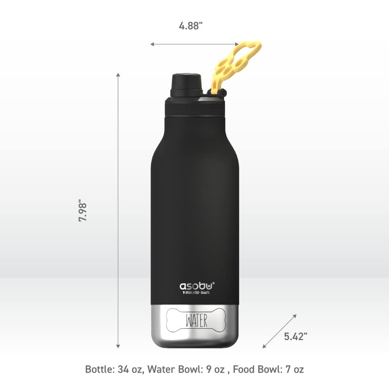 Asobu - Dog Bowl Buddy - Edelstahlflasche with 2 Näpfen