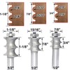 3Pcs Double Beading Router Bits 1/2" Shank,Cutting Height 3/4",7/8",1-3/8" Pair