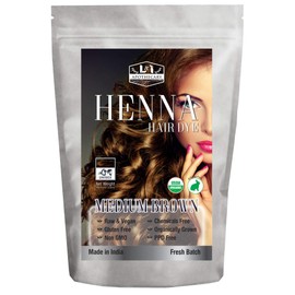 L&I Apothecary Organic MEDIUM BROWN Henna Hair Dye - USDA Certified Organic, Natural, Gluten Free, Cruelty Free Hair Color