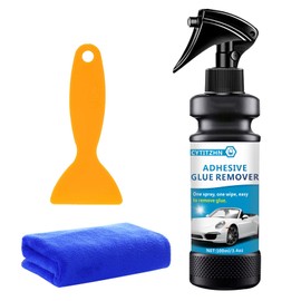 Adhesive Remover, Sticker and Decal Remover Spray, Quickly Removes Glue, Labels and Tape Residue, Safe for Car Paint and Glass, Includes Scraper and Towel, Portable Size-3.4oz/100ml