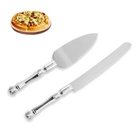Juego de 2 cuchillos de corte de pasteles para boda, Hsxxf de acero inoxidable para tartas y servidores con mango de vidrio sintético para pizza, boda, pasteles, cumpleaños, aniversarios y fiestas