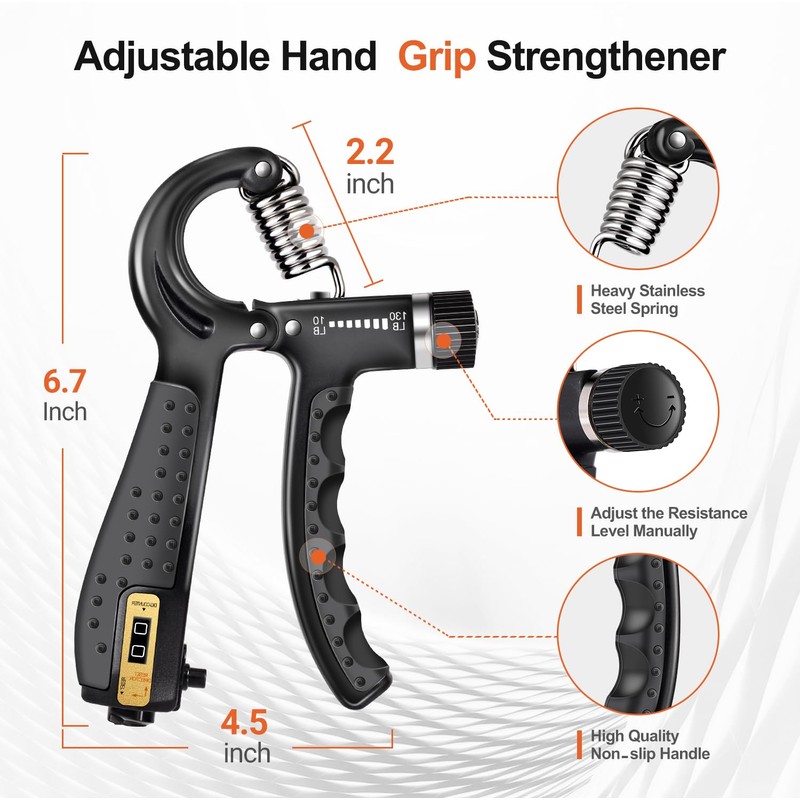 WATMAID Grip Strength Trainer Kit (5 Pack) Adjustable Resistance Hand