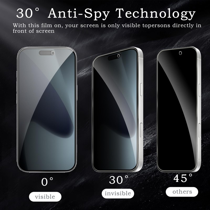 [2+2 Pack] Privacy Screen Protector for 17 Pro Max, Anti-Spy