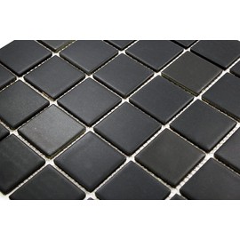 Tenedos Matte Finish Square 2x2 Porcelain Mosaic Wall Floor Tile on Mesh Mount for Kitchen Backsplashes, Bathroom Shower Floor, Spa, Pool (Box of 10 Pieces) (Black)