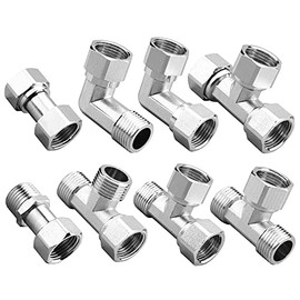 Beduan Stainless Steel 1/2" 3 Way Diverter, 2 Ends Movable Cap Flexible Tee Connector for Angled Valve Bidet Sprayer Shower Arm