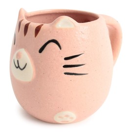 Mino ware Japanese Pottery Mug Cup Cat Shape made in Japan (Japan Import) CPM108 (Carnation Pink)