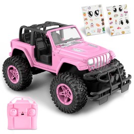 NQD RC Cars with DIY Sticker, 1:16 Scale Pink Remote Control Car for Girls, 80 Min Play 2.4Ghz Jeep RC Trucks, Little Girl Toys Birthday Xmas for 3 Years Old and Up