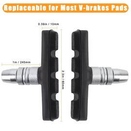 2 X FITTOO Bike Bicycle Brake Pads, Bike V Brake Pad, Universal Brake Shoes, Length 60mm (2 Pairs)