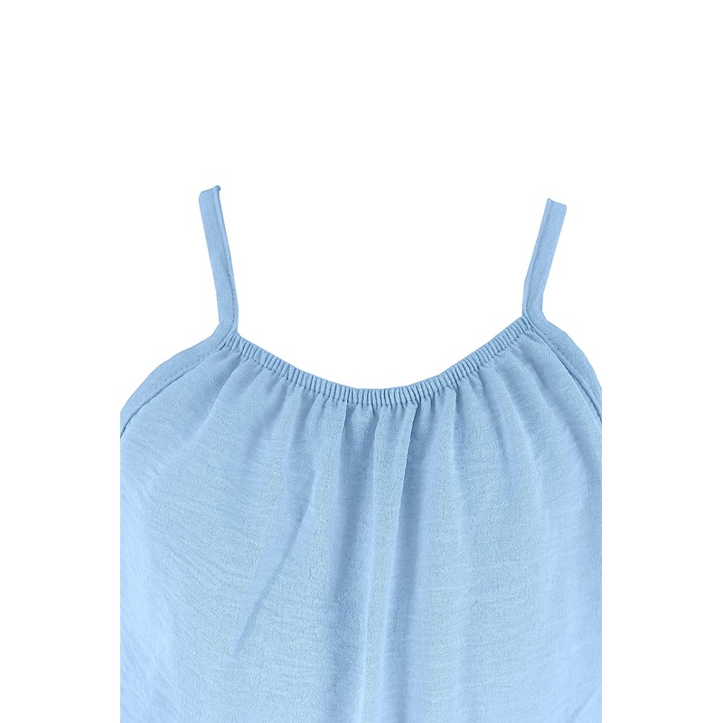 Girls Long Sleeveless Dungarees (Code 8809) Sky Blue 14 Years