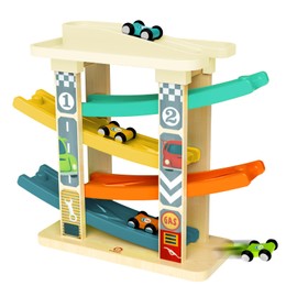 TOP BRIGHT Car Ramp Toddler Toys for One Year Old Boy Gift, Car Race Track Toys for 1 Year Old Boy with 4 Mini Cars