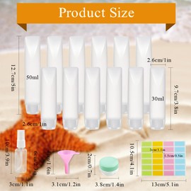 TWUTGAYW 12 Pc Travel Size Bottles for Liquid, Clear Plastic Refillable Squeeze Bottles Set Travel Bottles for Toiletries (30/50ml)