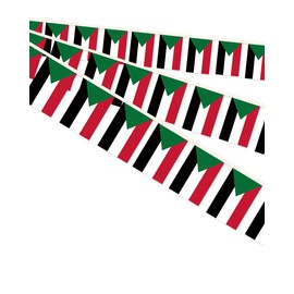 10 Meters Sudan Miniature String Pennant Flag,30 PCS Sudanese Small Bunting Banners,32 FT Decorations For Outdoor Indoor House Home Office Meeting Party