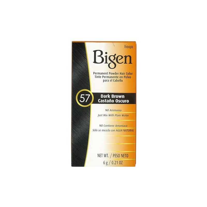Bigen Powder Hair Color #57 Dark Brown 0.21oz (6 Pack)