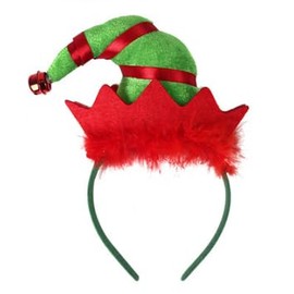 KEUKORZ Christmas Elf Costume Headband Red and Green Elf Hat Headwear Holiday Costume Accessories Christmas Party Accessories