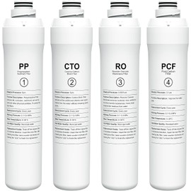 ROPOT 4-Pack Replacement Filter Set Compatible with Bluevua RO100ROPOT RO100ROPOT-UV RO System (1 PP, 1 CTO, 1 RO, 1 PCF)