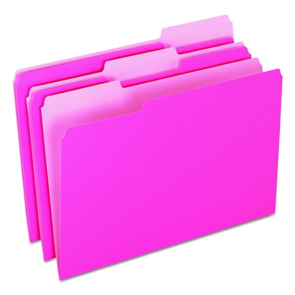 Pendaflex Two-Tone Color File Folders, Legal Size, Pink, 1/3 Cut,