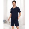 Wikoan Men's Pyjamas Sets Cotton Shorts Pajamas Short Sleeve Top