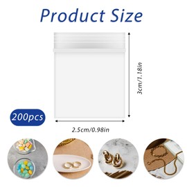 Giantree 200 Pieces 0.98" x 1.18" Plastic Zip Bags, 2 mil Jewelry Bags, Mini Zip Bags, Clear Small Pill Bag Resealable Zip Bag for Travel Small Business Storage Candy Bags (0.98 x 1.18'')