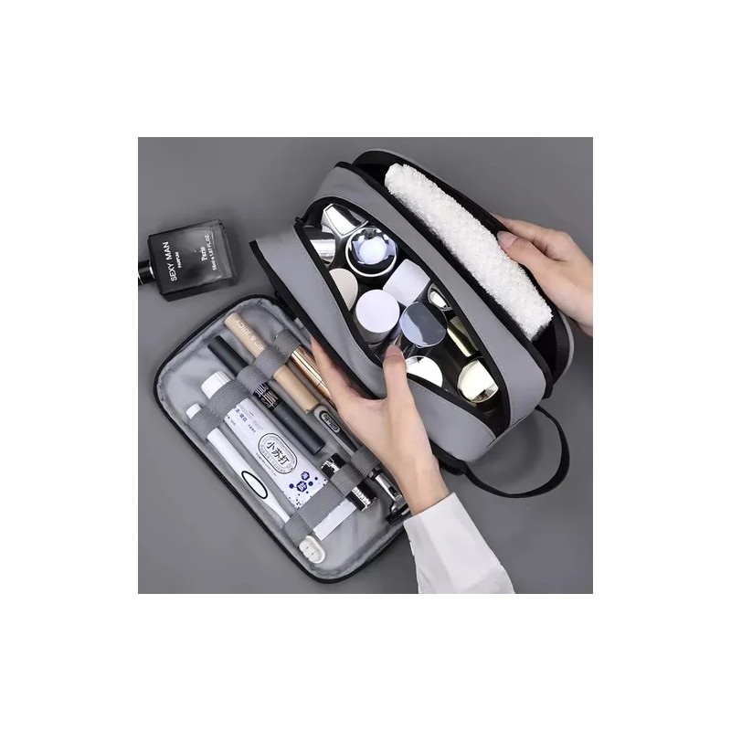Neceser Sobaquera Cosmetiquera Bolsa Para Hombre De Viaje Gris