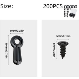 200 Pcs Picture Frame Turn Button Fasteners Set, Metal Picture Frame Hardware Backing Clips with 100 Pieces Screws for Hanging Pictures, Craft, Photos by DACUAN (Black)