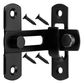 Luckious 90 Degree Flip Sliding Barn Door Lock - Stainless Steel Latch Buckle, Security Privacy Bathroom Lock, Versatile Angle Installation Door Stopper Lock (Silver or Black）