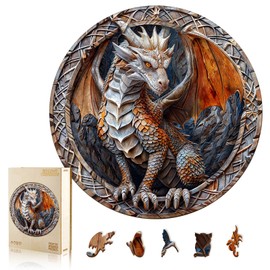 Wooden Puzzles for Adults, Wood Jigsaw Puzzle, Wooden Cave Dragon Puzzles, Family Puzzle Game (M-11.4 * 11.4in 200pcs)