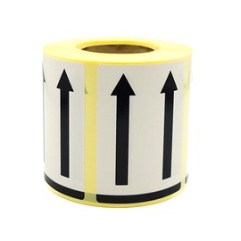 MD Labels Warning Labels on Roll 50 x 70 mm Pack of 500 Double Arrows - Side Up - This Way Up - Arrows Symbol - Can be Used for Shipping