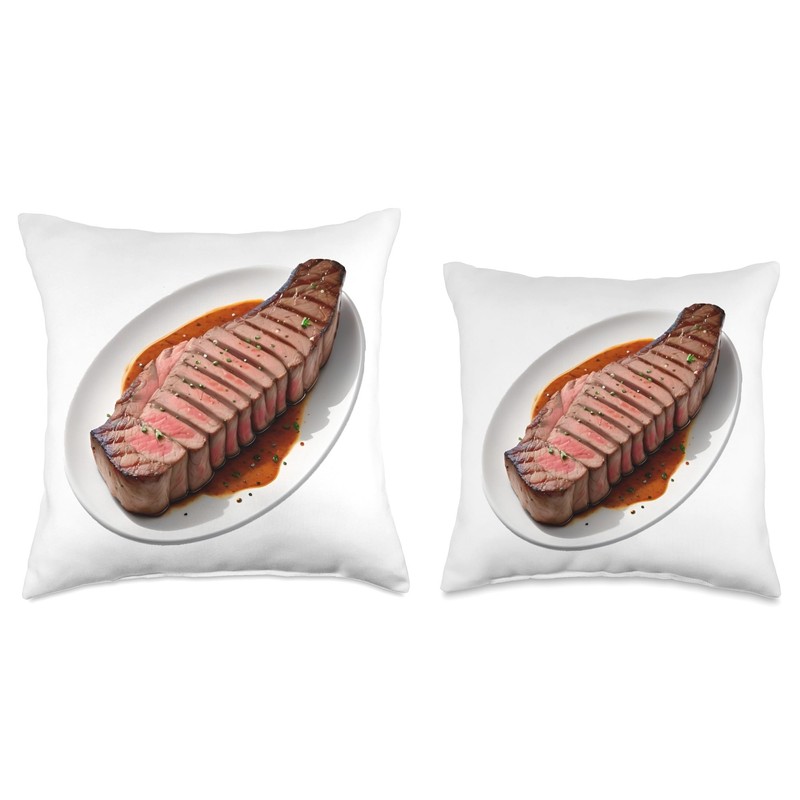 New York Strip Steak Throw Pillow