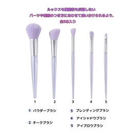 GRTUFOBA Makeup Brushes, Set of 5, Popular Makeup Brushes, Cosmetic Brush Set, High Quality Fiber Bristles, Super Soft, Powder Holding Brush, Aurora Transparent Brush Bar, Makeup Tools, Everyday