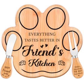 Sayregifty Best Friend Birthday Gifts - Charcuterie Board and Serving Set, Thanksgiving Birthday Gifts for Friend Women, Ideas Pawprint shape with Copywriting, 3-Piece Set