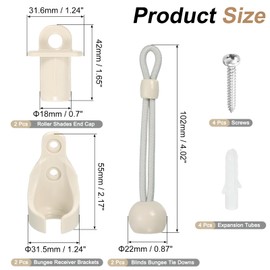 uxcell 2Set Bungee Kit, Universal Sun Shade Replacement Parts, Bungee Tie Downs, Bungee Receiver Brackets, End Cap for Exterior Outdoor/Indoor Roller Shade Blinds, Beige