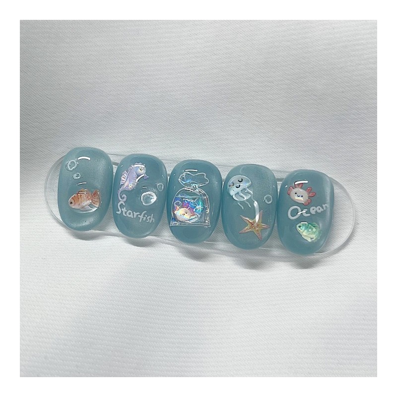 [Handmade Nail Tips] Under the Sea Nail Tips - Short