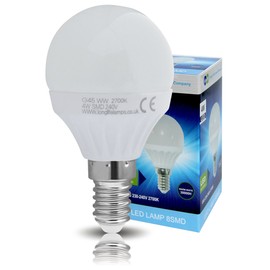 Long Life Lamp Company 4w LED Golf Ball Warm White E14 Edison Screw Cap Frosted Cover Mini Globe Golfball 300 Lumens