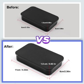 SwirlColor Cotton Swab Holder for Travel, 2 Pcs Portable Big Cotton Bud Holder Empty Metal Box Containers with Slide Top for Cotton Ball Toothpicks Hair Ties with Blank Labels - Black