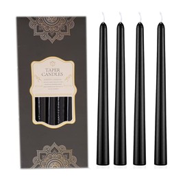 ShashaMurat 12PCS/Pack 10 Inch Taper Candles, Unscented Glossy Candles with Cotton Wicks, Tall Dripless Candles for Home,Dinner,Party or Wedding (Black)