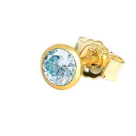 NKlaus Single Stud Earrings Genuine Blue Topaz Yellow Gold 333 8 Carat Gold Small Earring, Yellow Gold, Topaz