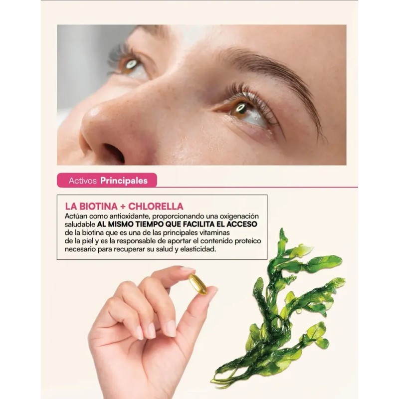 Pack 3 Botes Biotina+chlorella Uñas Cabello Piel Pestañas